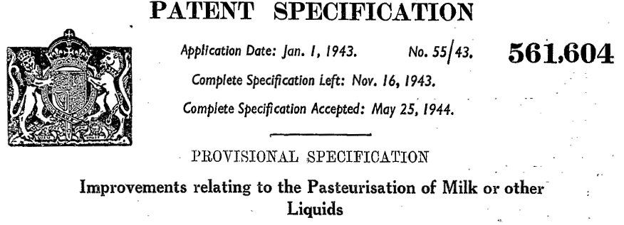 GB561604 (A) - Improvements relating to the pasteurisation of milk or other liquids